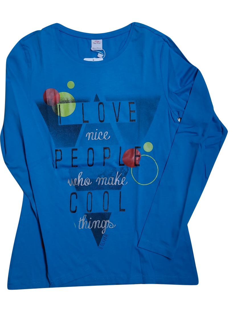 T-Shirt l-m &quot;I Love Nice People&quot; S-Oliver Blauw