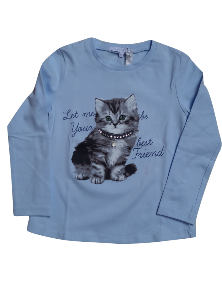 T-Shirt l-m &quot;Cat&quot; Gymp Blauw