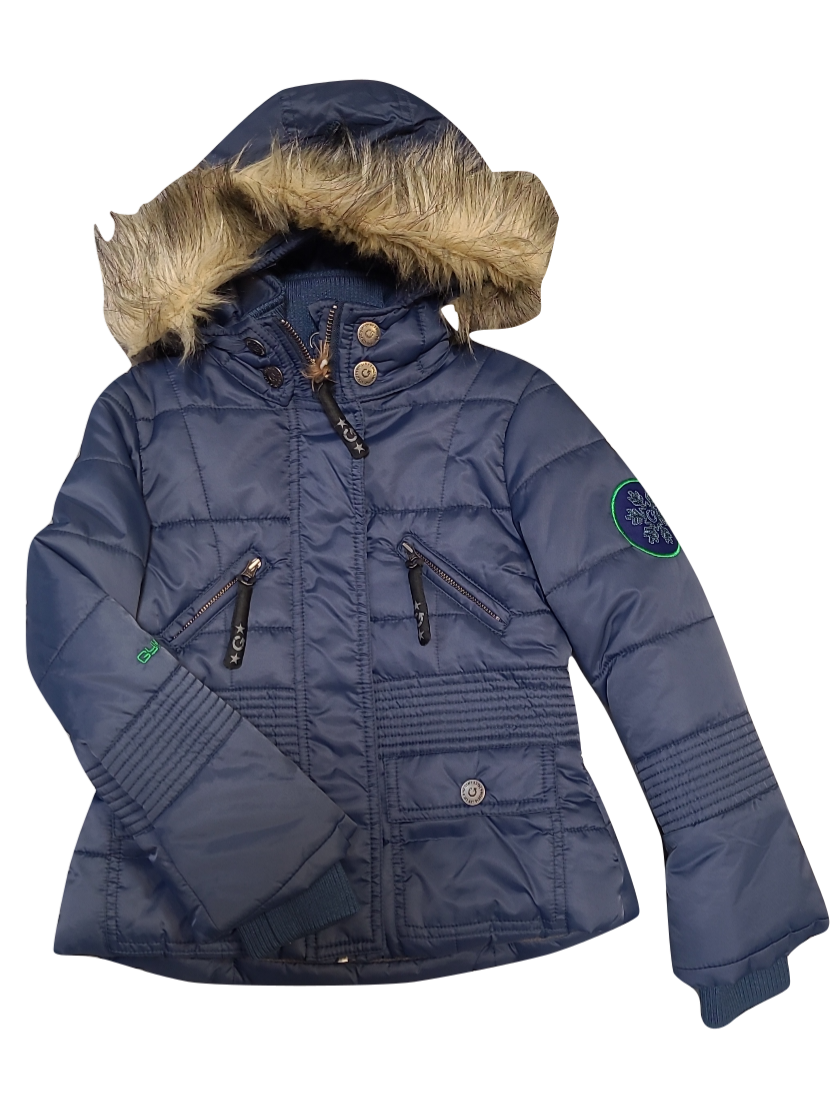 Jas Met Afneembare Kap/Pels Gymp Blauw