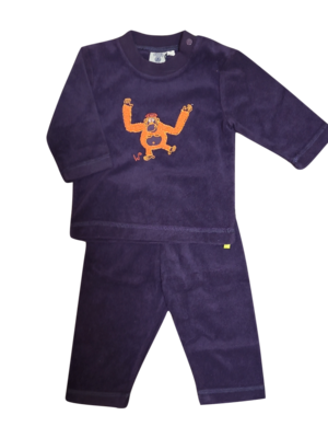 Jongens Baby Pyjama L/M Spons &quot;Aap&quot; Woody Aubergine