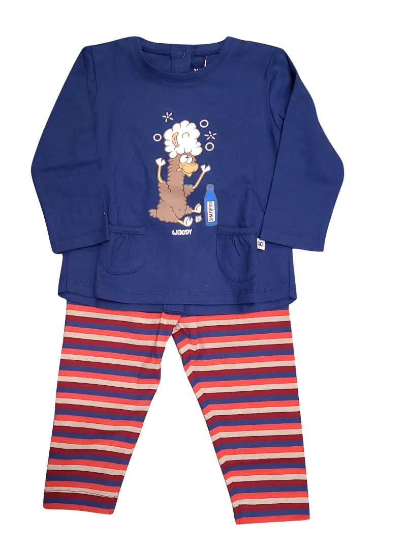 Meisjes Baby Pyjama L/M &quot;Lama&quot; Woody Blauw
