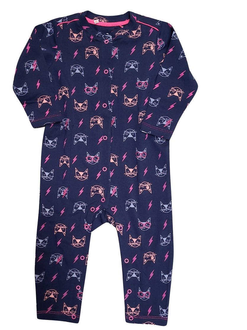 Meisjes Baby Onesie L/M &quot;Poes&quot; Woody Blauw