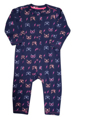 Meisjes Baby Onesie L/M &quot;Poes&quot; Woody Blauw