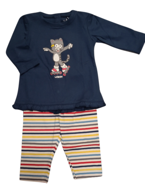 Meisjes Baby Pyjama L/M &quot;Poes&quot; Woody Petrol