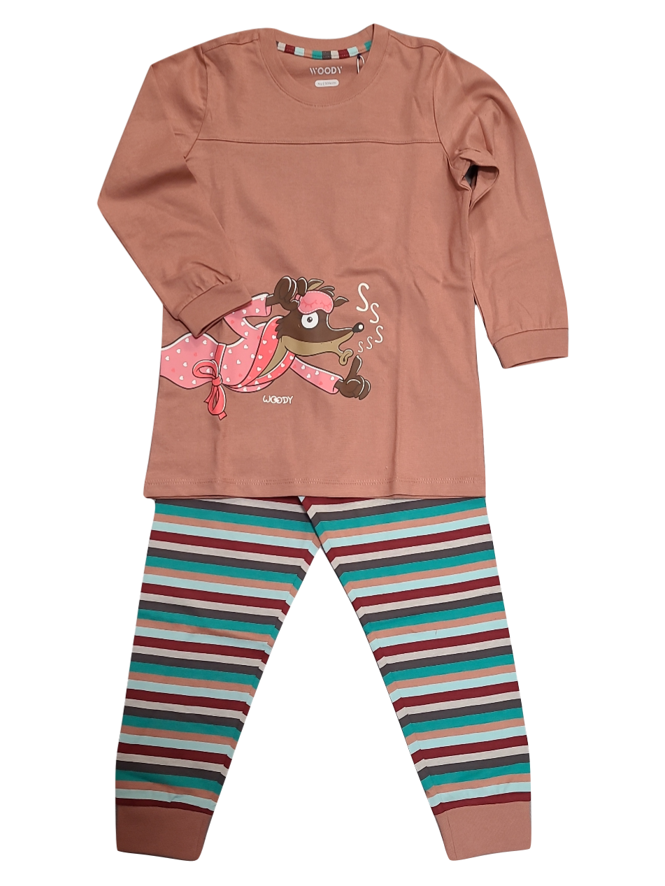 Meisjes Pyjama L/M &quot;Wolf&quot; Woody Blush Pink