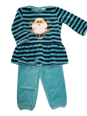 Meisjes Baby Pyjama L/M Velours &quot;Spookdiertje&quot; Woody Streep