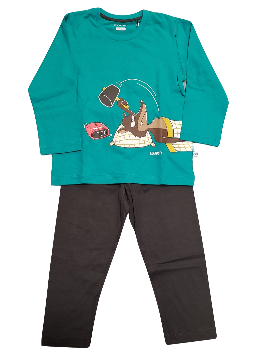 Jongens Pyjama L/M &quot;Wolf&quot; Woody Groen