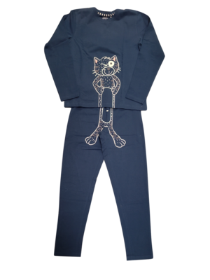 Jongens Pyjama L/M &quot;Poes&quot; Woody Petrol