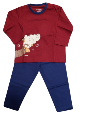 Jongens Baby Pyjama L/M &quot;Lama&quot; Woody Bordeaux