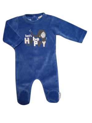 Baby Pyjama L/M Velours  &#39;Olifant&quot; Blablabla Blauw