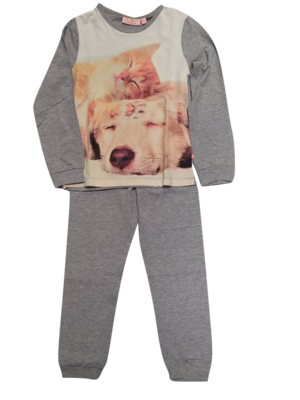 Meisjes Pyjama L/M &quot;Poes&quot; Someone Grijs