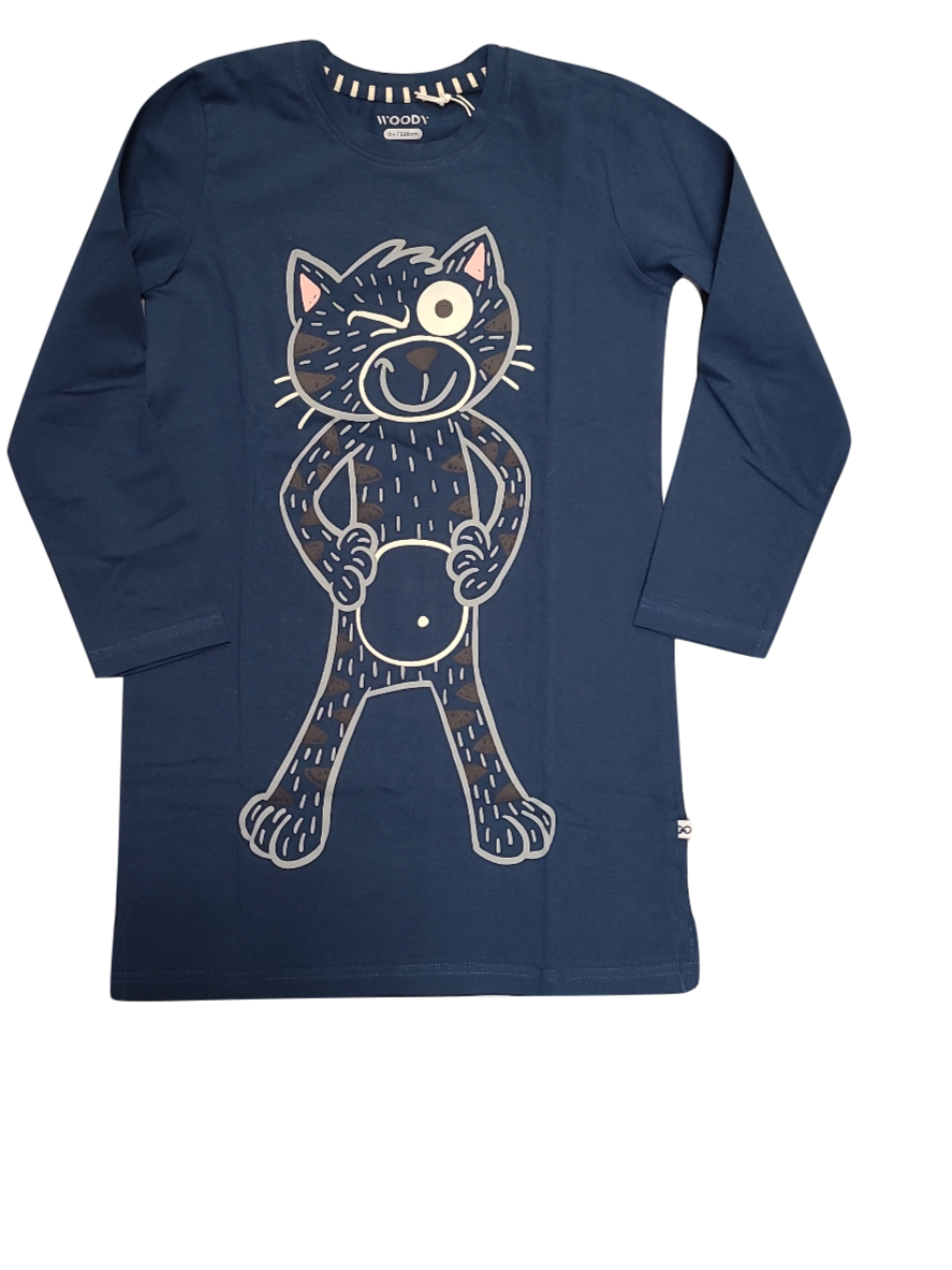 Slaapkleed L/M &quot;Poes&quot; Woody Petrol