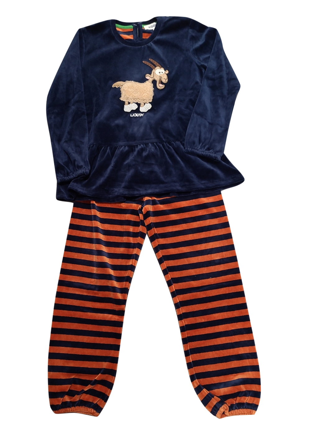 Meisjes Pyjama L/M Velours &quot;Geit&quot; Woody Marine