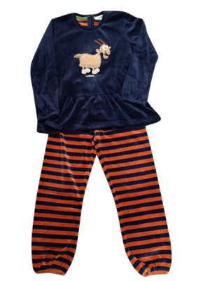 Meisjes Pyjama L/M Velours &quot;Geit&quot; Woody Marine