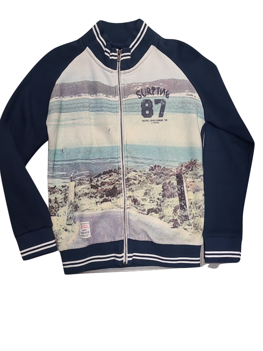 Gilet &quot;Surfing 87&quot; Jake Fischer  Blauw Bedrukt