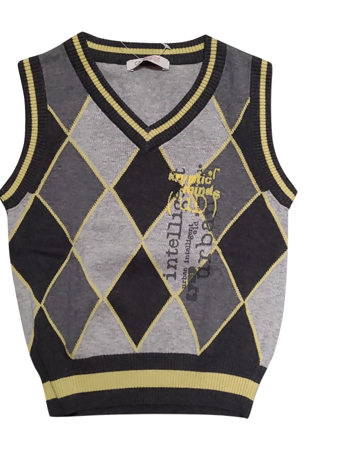 Debardeur Tricot Gymp Geel/Grijs Geruit