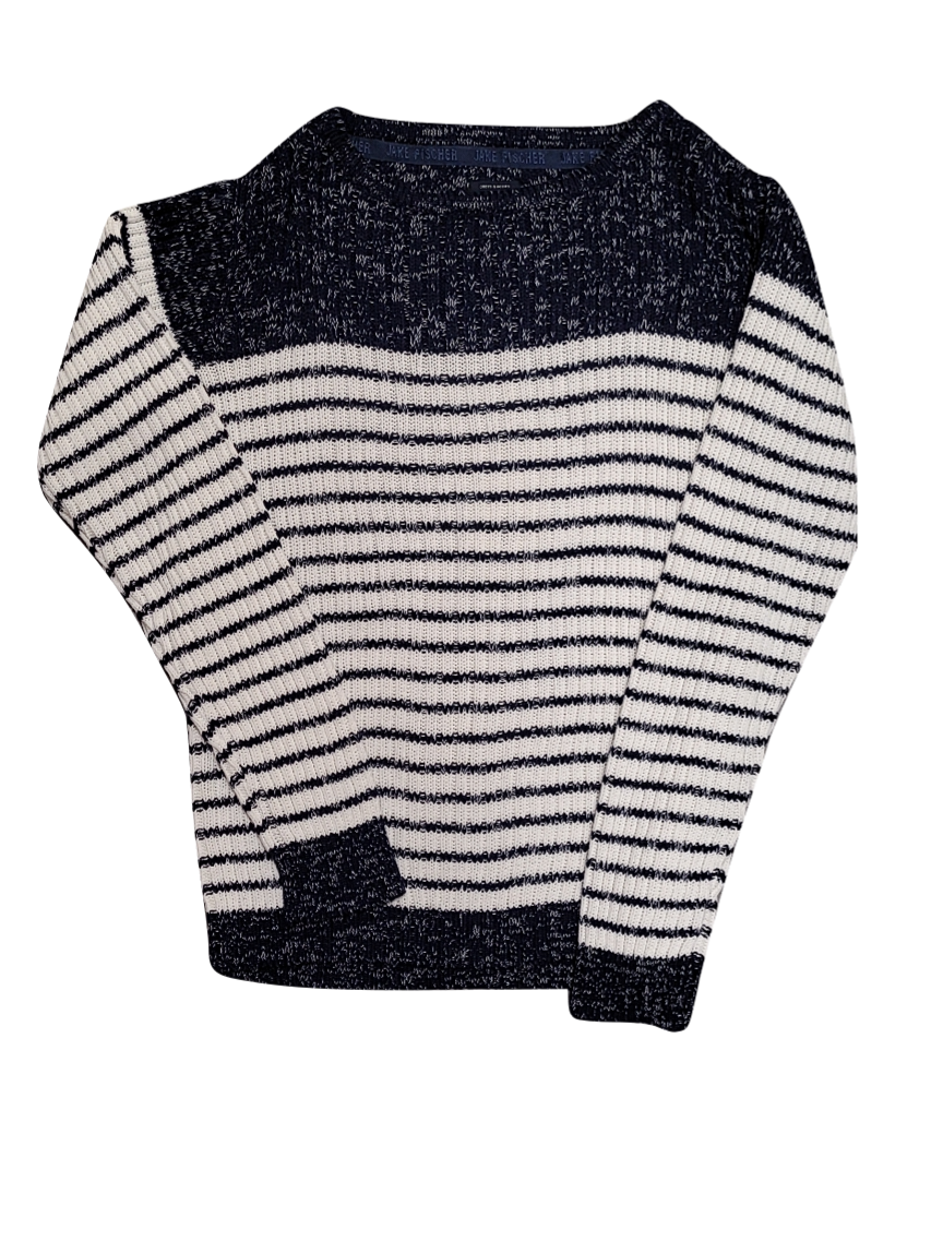 Trui Tricot Gestreept Jake Fischer Marine/Wit