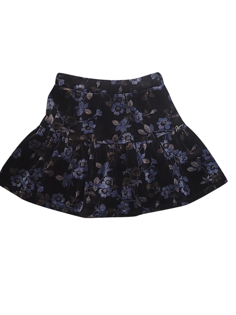 Rok Bloemen Fluweel Gymp Donkerblauw