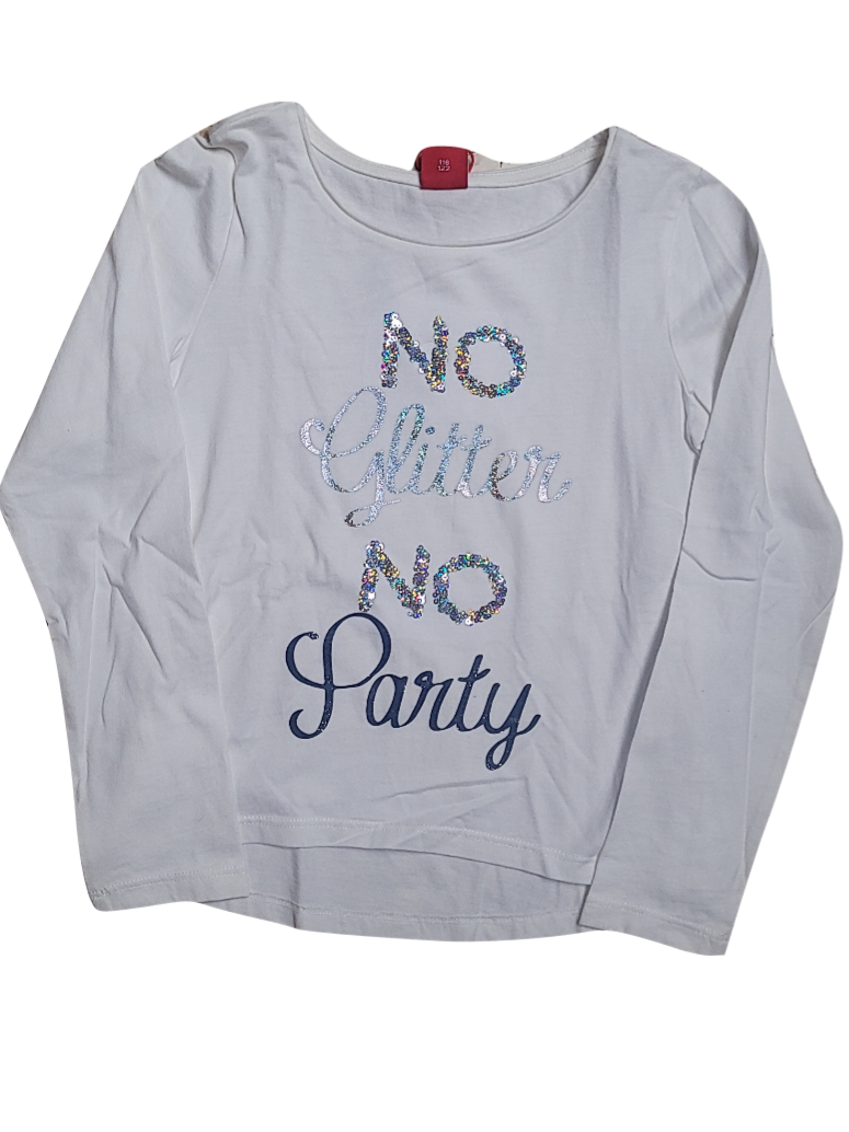 T-Shirt L/M &quot;No Glitter No Party&quot; S-Oliver Wit