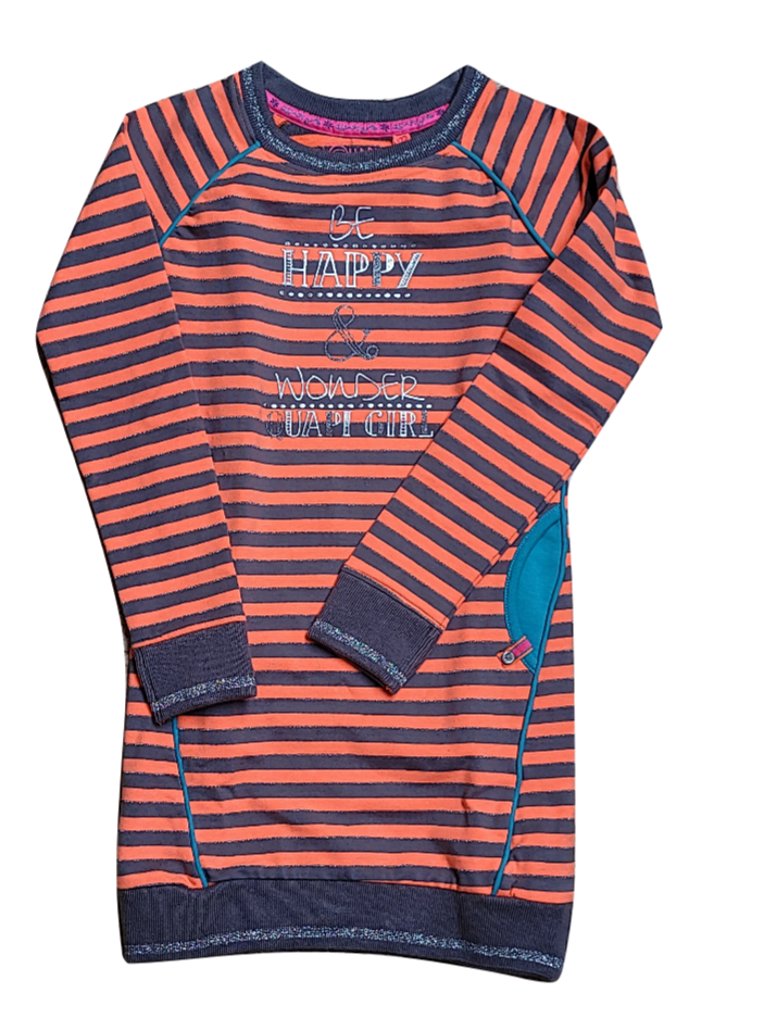 Sweater Kleed Streep Quapi Grijs/oranje
