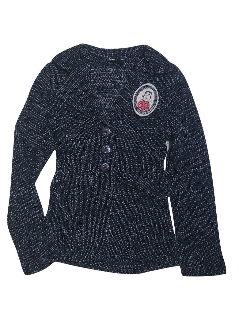 Lange Blazer Met Afneembare Broche  Strass Zwart