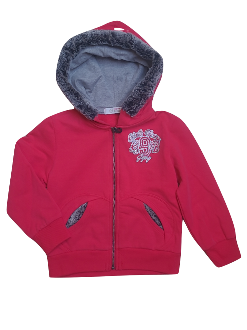Gilet Met Kap Gymp Framboos