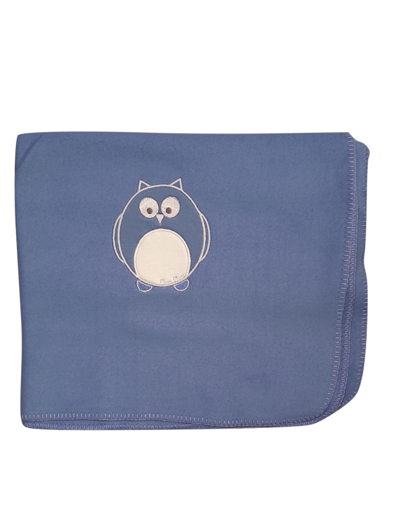Deken &quot;Chouette&quot; Fleece Wieg 75x100cm Plum Plum Blauw