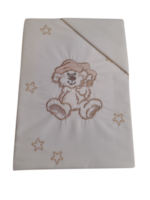 Dekbedovertrek &quot;Sleeping Bear&quot; Wieg 80x80cm Plum Plum Beige