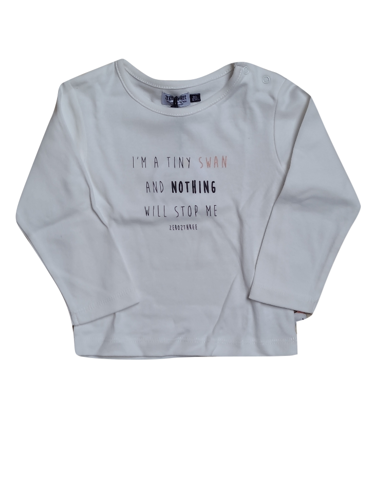 T-Shirt L/M &quot;I&#39;m A Tiny Swan&quot; Zero2Three Ecru