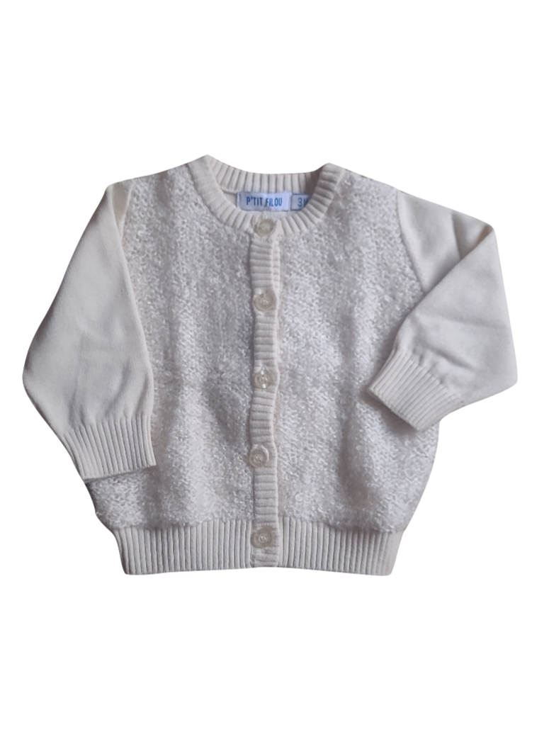 Gilet Tricot P&#39;tit Filou Ecru