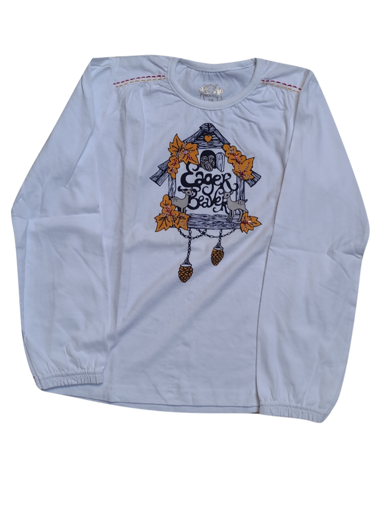 T-shirt L/M Eager Beaver Wit