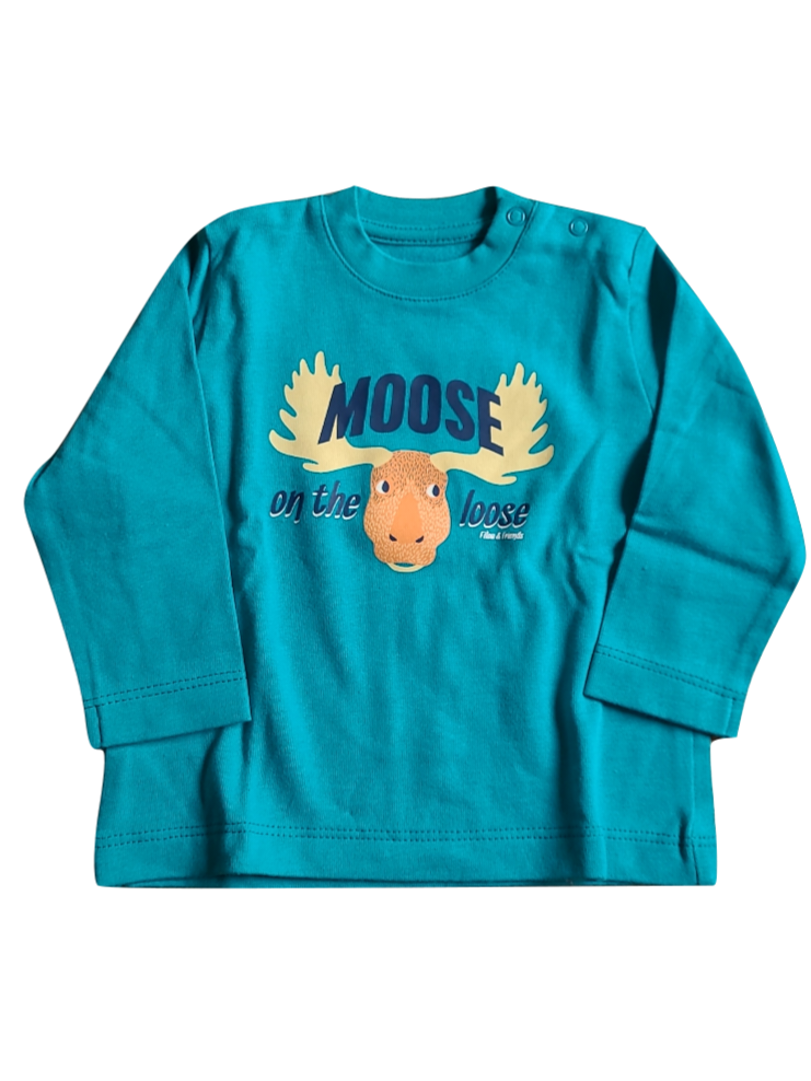 T-shirt L/M &quot;Moose&quot; P&#39;tit Filou Groen