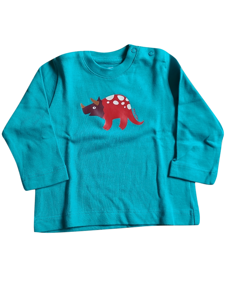 T-shirt L/M &quot;Rhino Dino&quot; P&#39;tit Filou Groen
