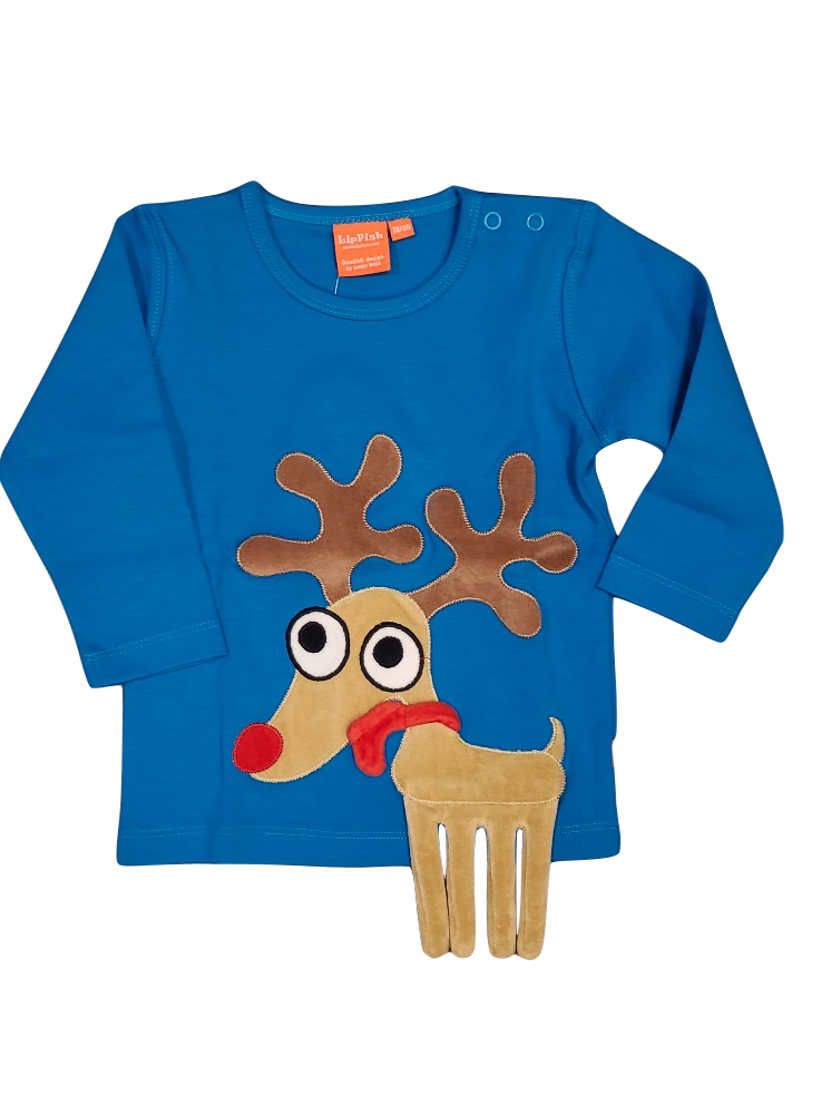 T-shirt L/M &quot;Reindeer&quot; LipFish Blauw