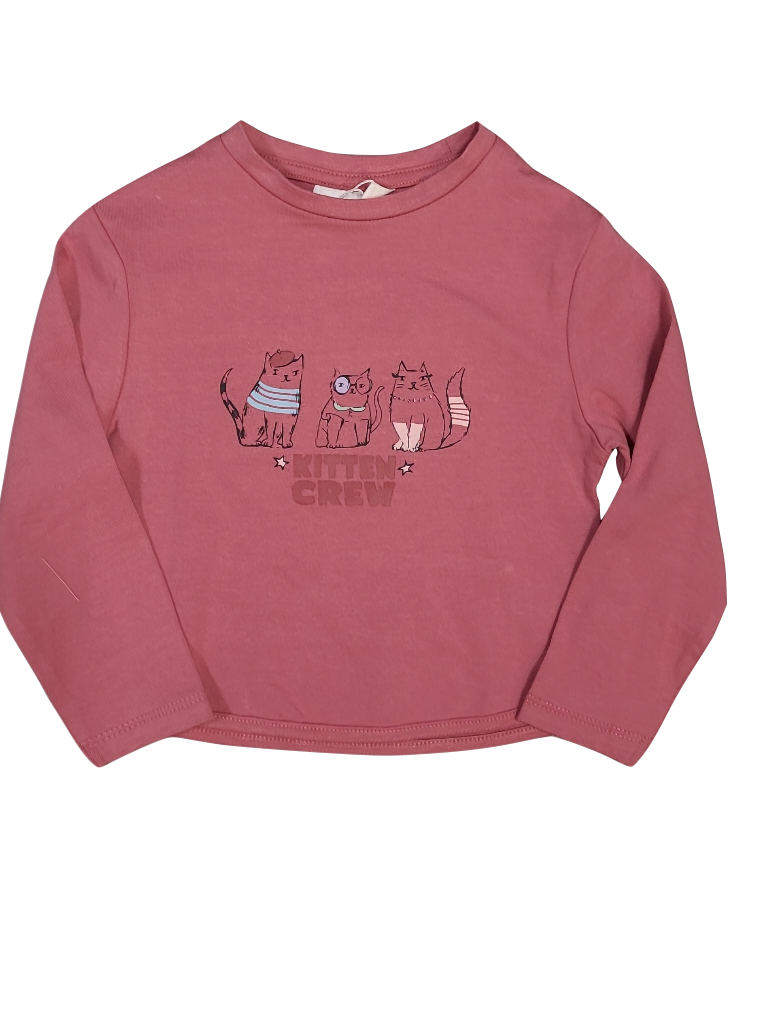 T-shirt L/M &quot;Kitten Crew&quot; Mini Rebels Framboos