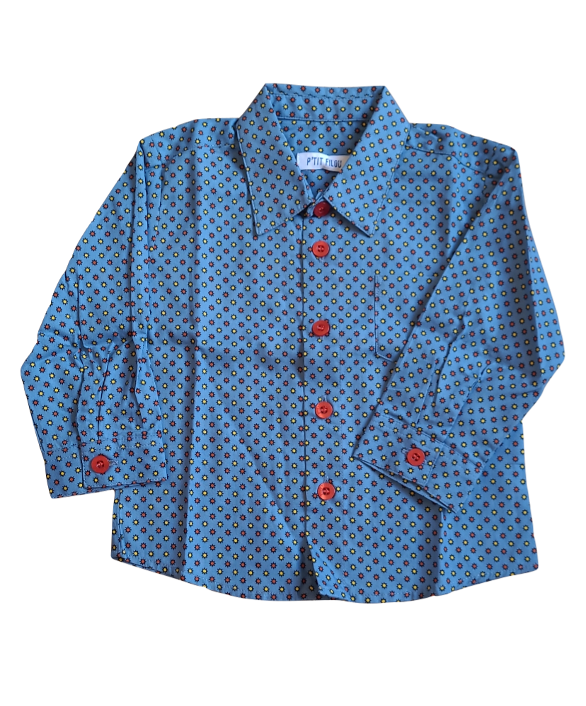 Hemd Bedrukt L/M P&#39;tit Filou Blauw