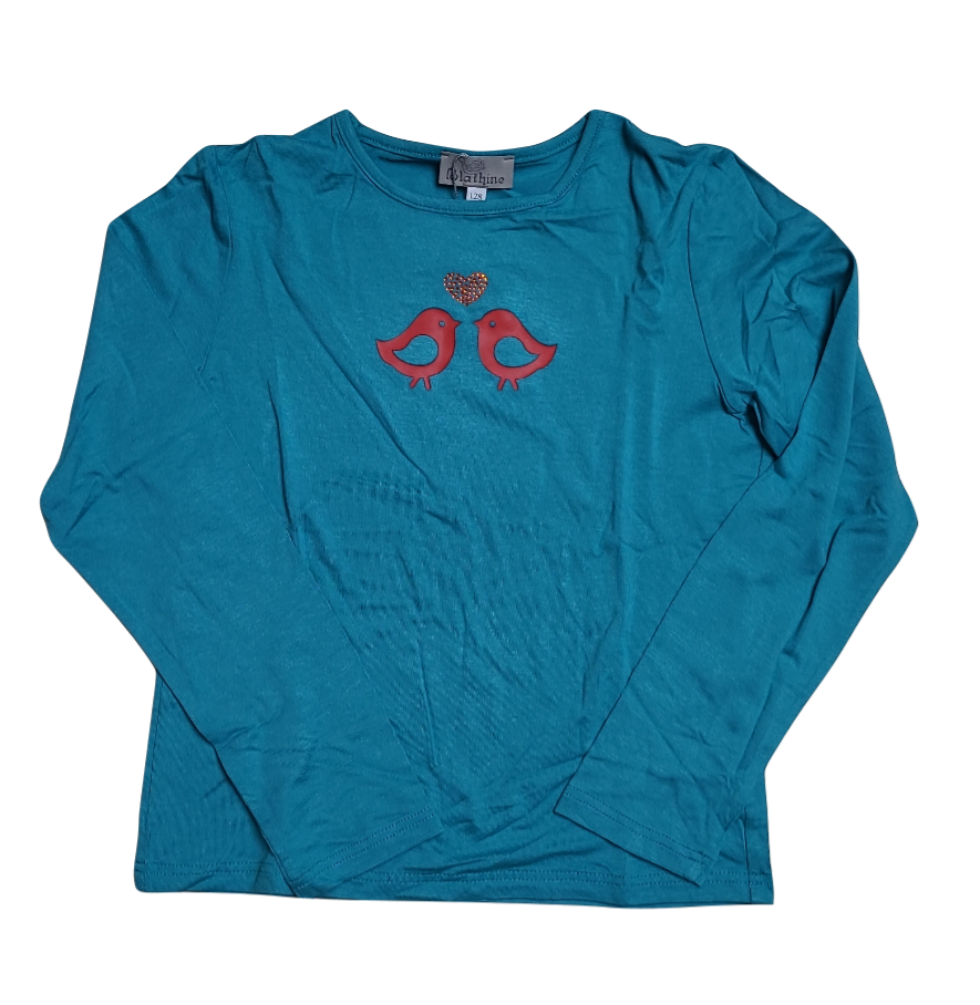 T-shirt L/M &quot;Birds&quot; Blathine Turquoise