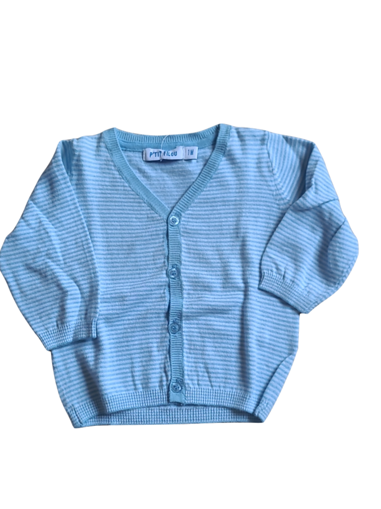 Gilet Tricot P&#39;tit Filou Blauw Gestreept