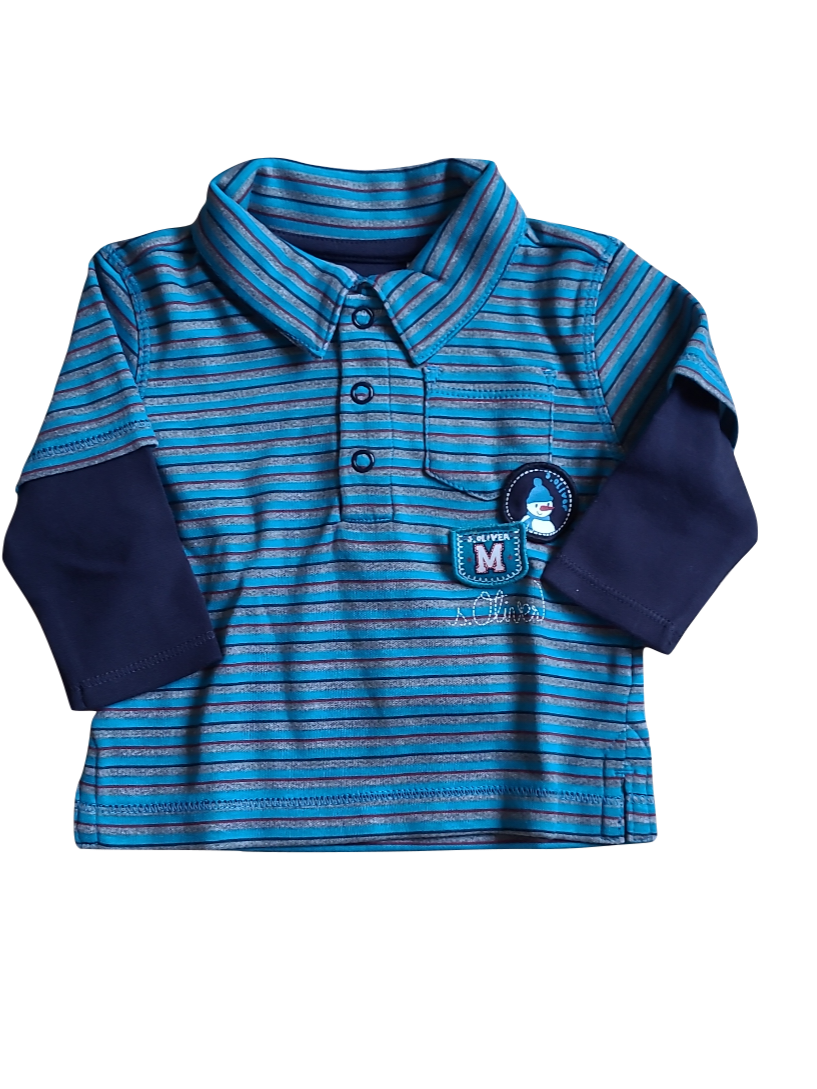 Polo S-Oliver Blauw/Grijs Gestreept