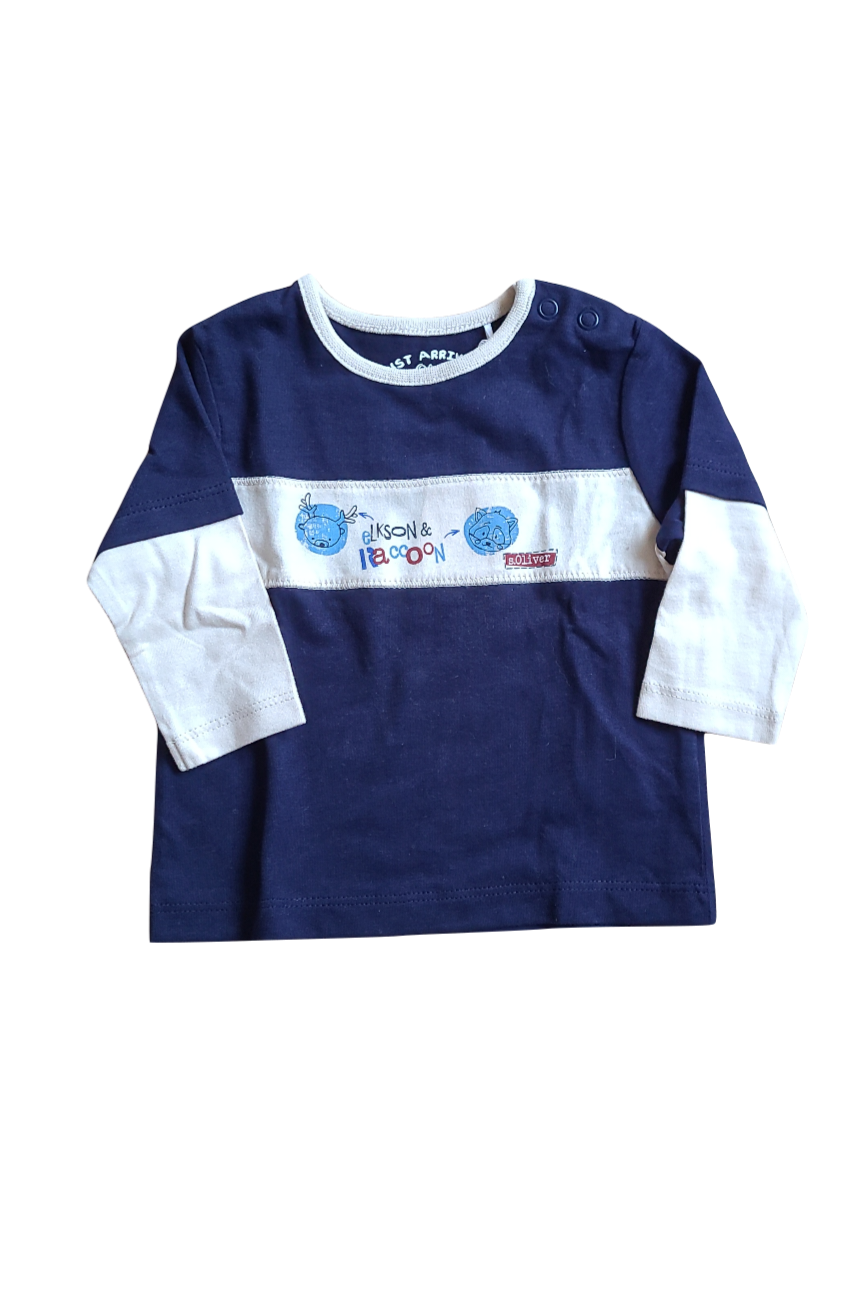T-shirt L/M &quot;Elkson &amp; Racoon&quot; S-Oliver Blauw