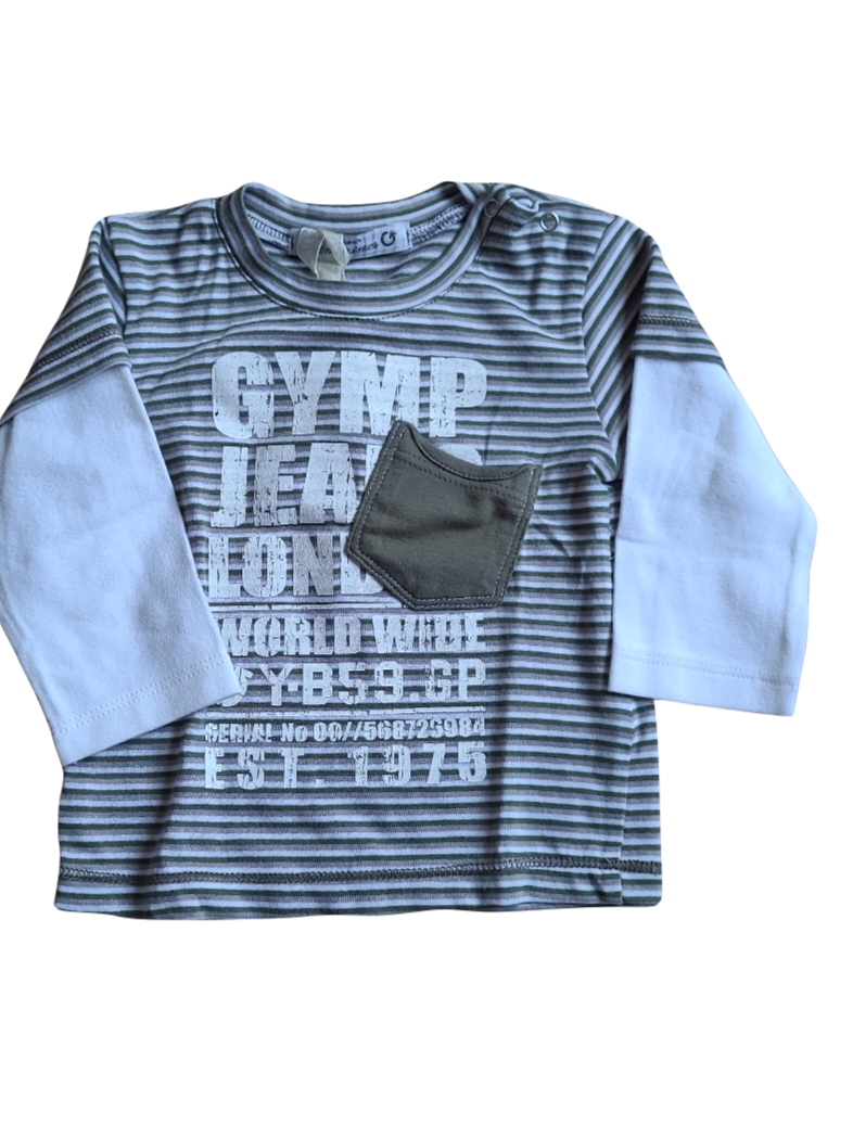 T-shirt L/M Gymp Kaki Gestreept