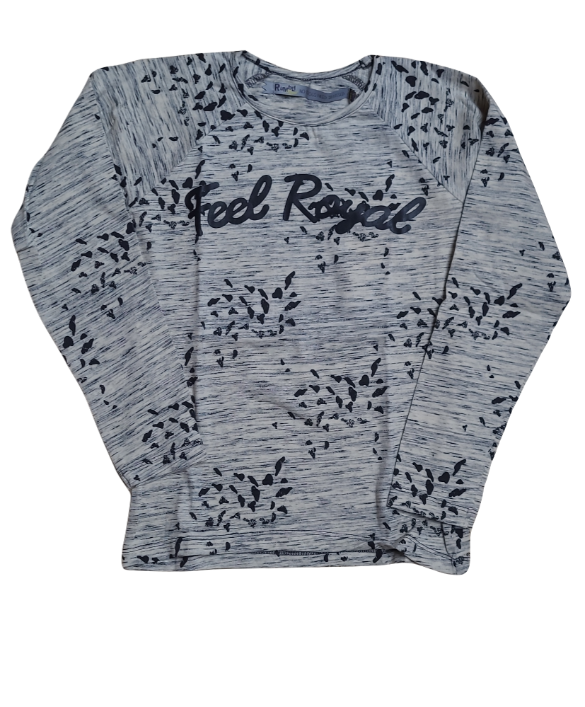 T-Shirt L/M &quot;Feel Royal&quot; Rumble  Ecru/Zwart