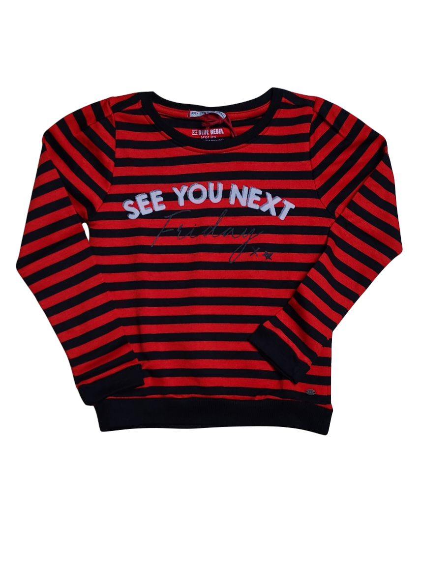 Pull Gestreept Blue Rebel Rood/Zwart