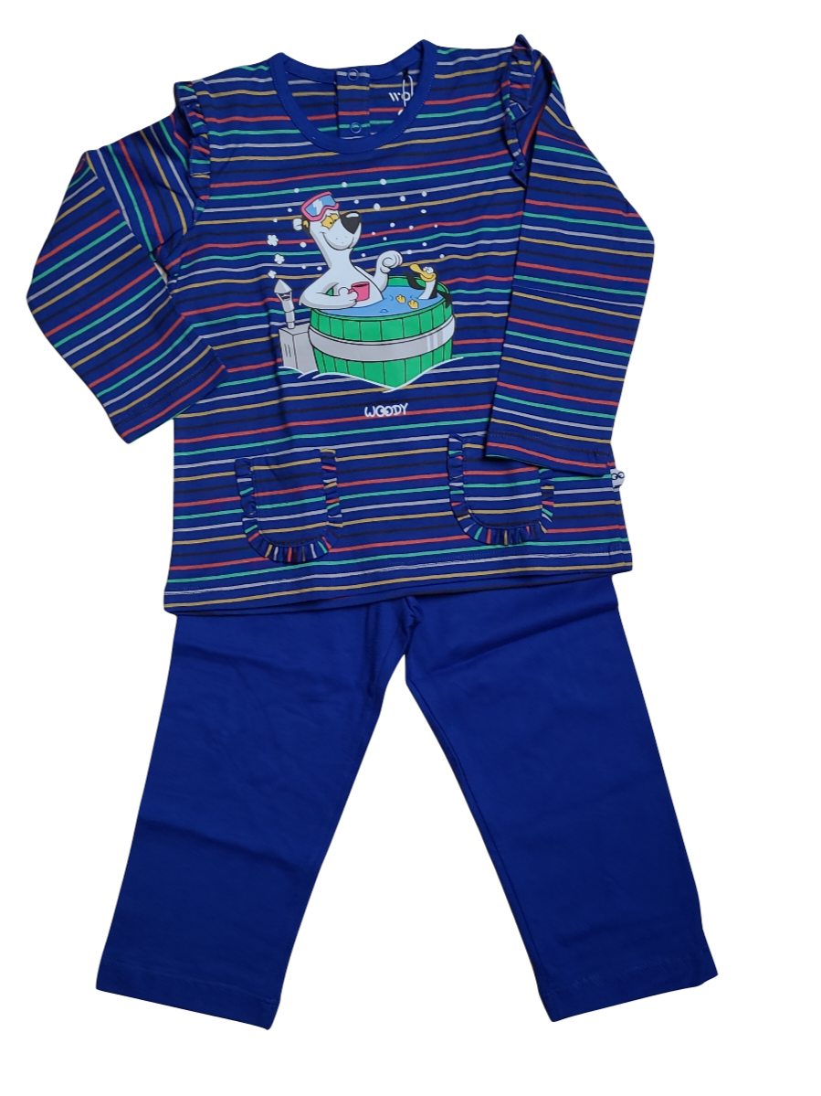 Meisjes Pyjama &quot;ijsbeer&quot; Woody Blauw