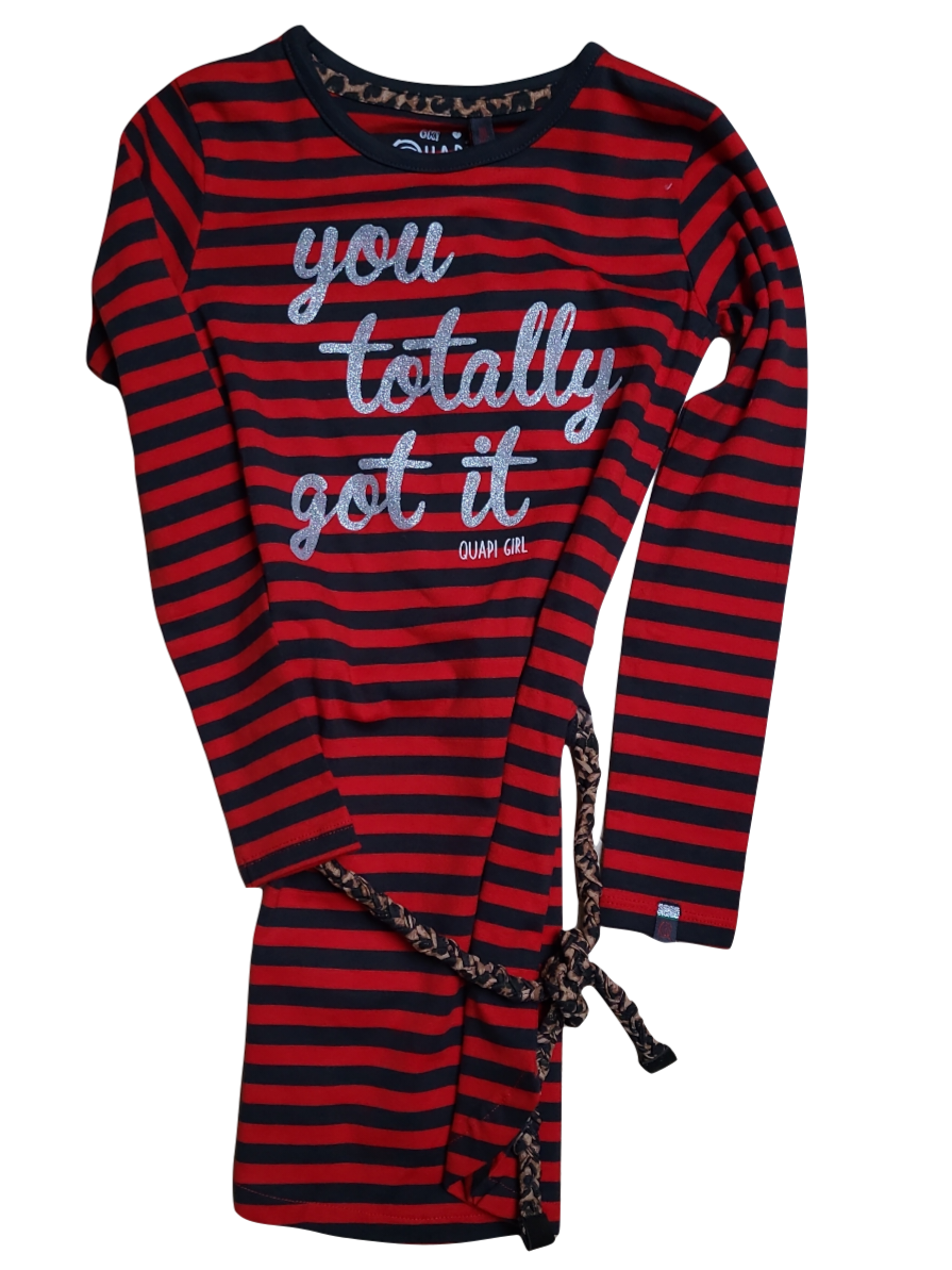 Kleed Gestreept &quot;You Totely Got It&quot; Quapi Rood/Zwart