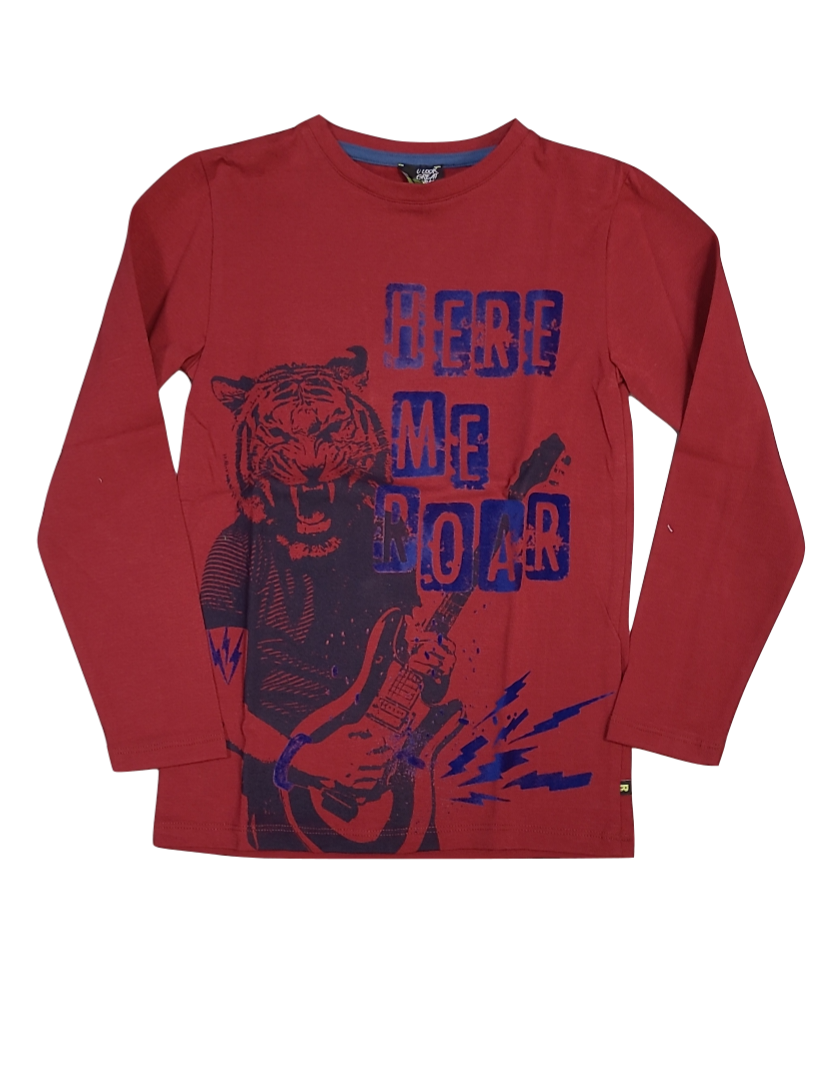 T-Shirt L/M &quot;Here Me Roar&quot; Rumbl Bordeaux