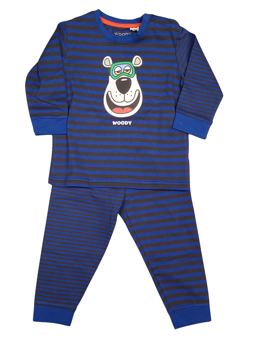 Jongens Baby Pyjama &quot;Ijsbeer&quot; Woody Blauw/Bruin