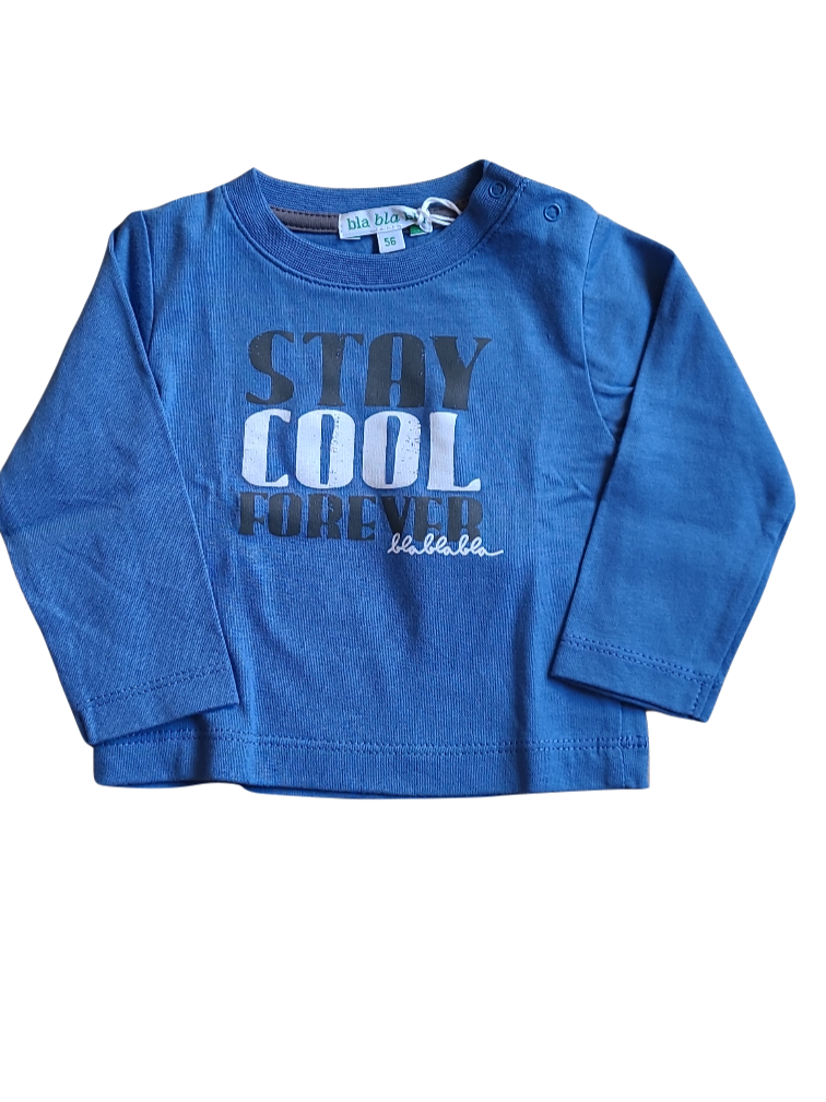 T-Shirt L/M &quot;Stay Cool&quot; Blablabla Blauw
