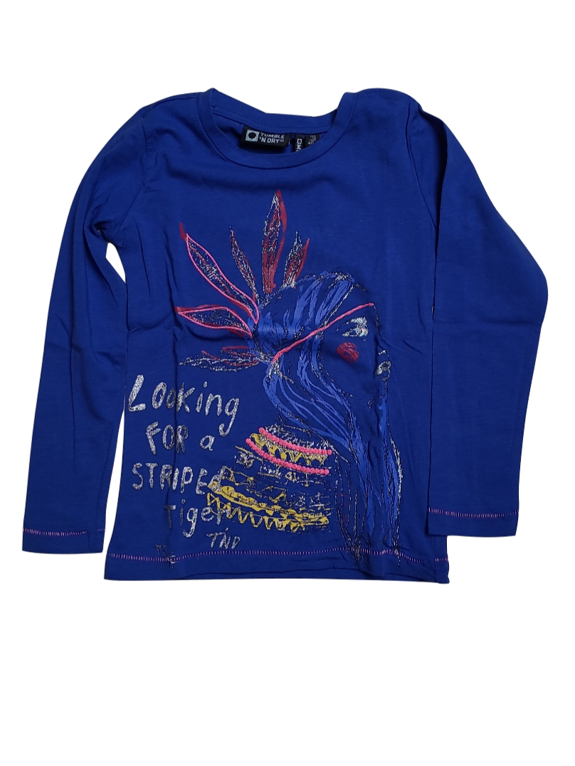 T-Shirt L/M &quot;Looking&quot; Tumbl &amp; Dry Blauw