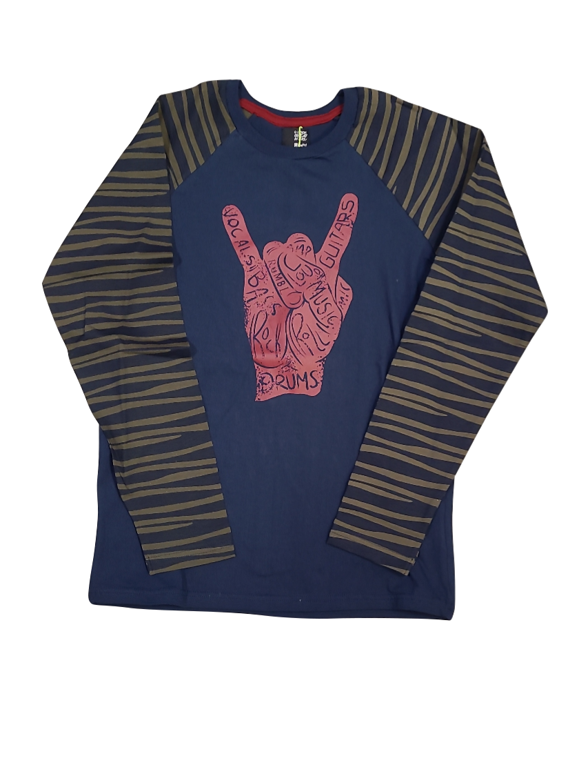 T-shirt L/M &quot;Drums&quot; Rumbl Blauw